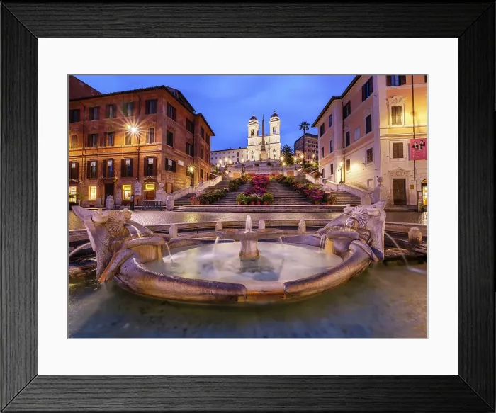 Framed Print : Fontana Barcaccia, Spanish Steps and Triniti dei Monti with blooming Flowers in Spring, UNESCO World Heritage Site, Rome, Italy Framed Print : Fontana Barcaccia, Spanish Steps and Triniti dei Monti with blooming Flowers in Spring, UNESCO World Heritage Site, Rome, Italy