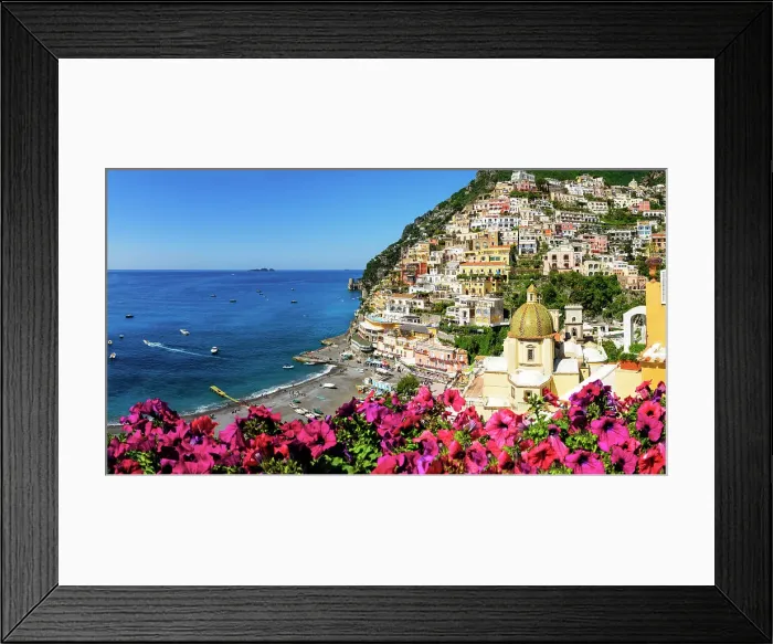 Framed Print : Positano, view to Beach and the Church Santa Maria Assunta Amalfi Coast, Campania, Italy Framed Print : Positano, view to Beach and the Church Santa Maria Assunta Amalfi Coast, Campania, Italy