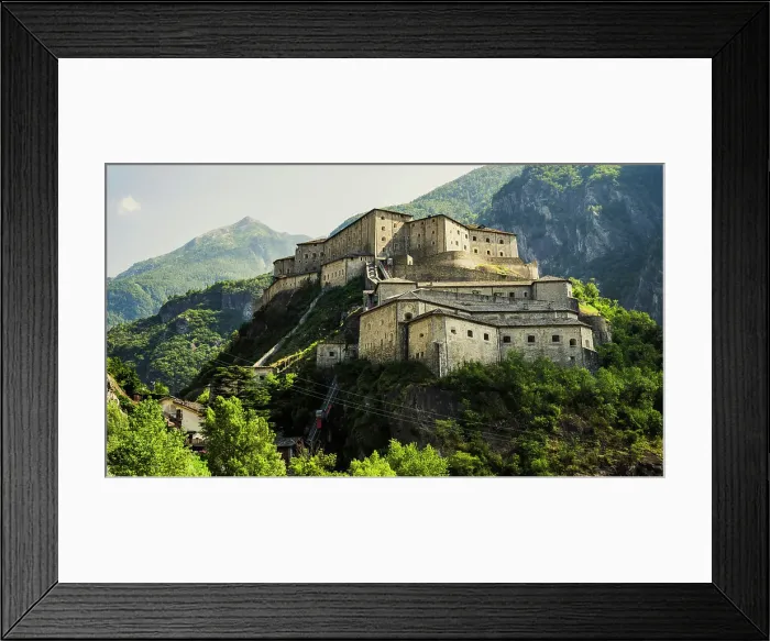 Framed Print : Europe, Italy, Aosta Valley. The impressive fortress of Bard at the entrance of the valley