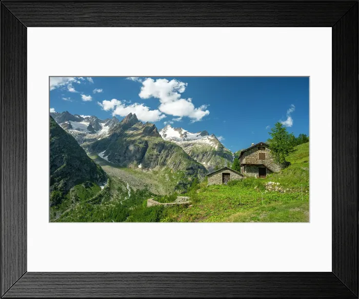 Framed Print : Europe, Italy, Aosta Valley. On the Tour du Mont Blanc TMB in front of the Mont Blanc Massif Framed Print : Europe, Italy, Aosta Valley. On the Tour du Mont Blanc TMB in front of the Mont Blanc Massif