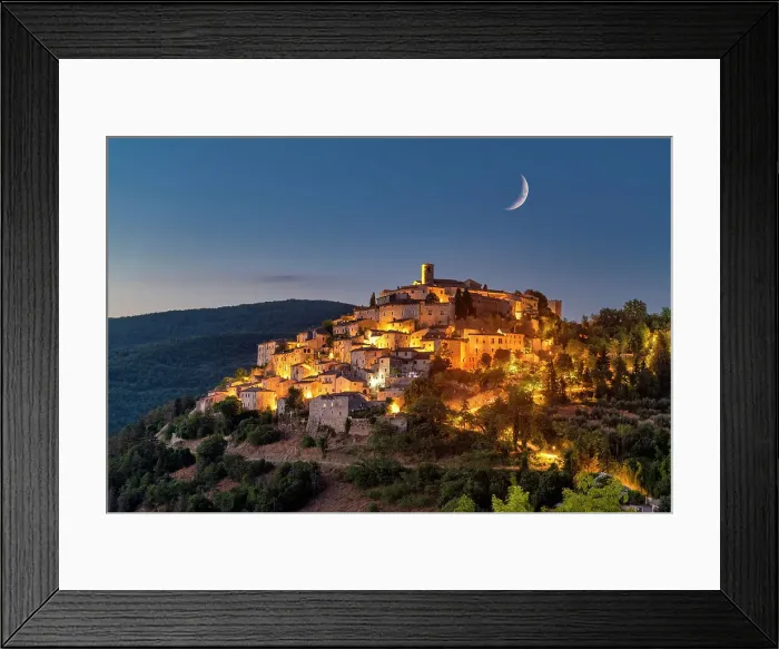 Framed Print : Crescent Moon over Labro, Lazio, Italy Framed Print : Crescent Moon over Labro, Lazio, Italy