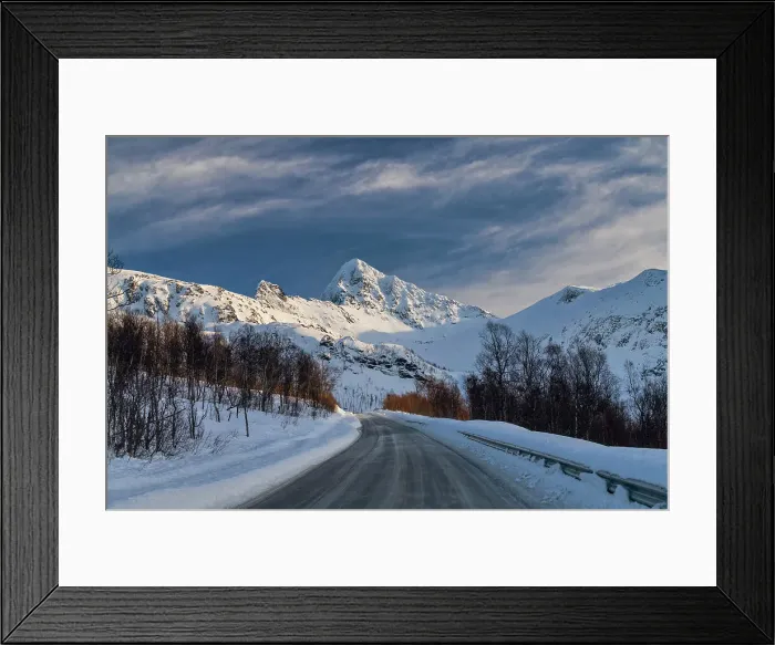 Framed Print : Road through Winter Landscape, Senja, Norway Framed Print : Road through Winter Landscape, Senja, Norway