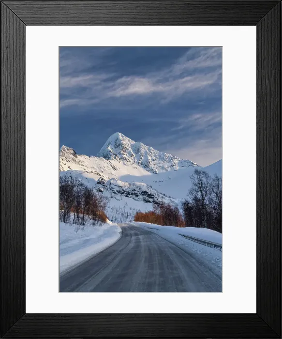 Framed Print : Road through Winter Landscape, Senja, Norway