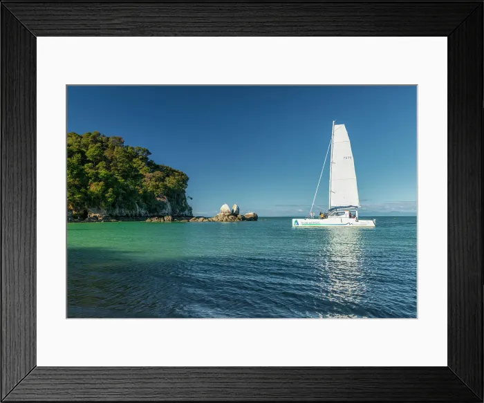 Framed Print : Catamaran at Split Apple Rock, Tasman Bay, South Island, New Zealand Framed Print : Catamaran at Split Apple Rock, Tasman Bay, South Island, New Zealand