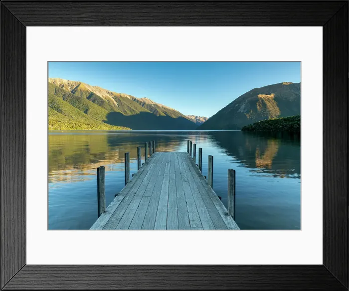 Framed Print : Jetty on Lake Rotoiti, South Island, New Zealand