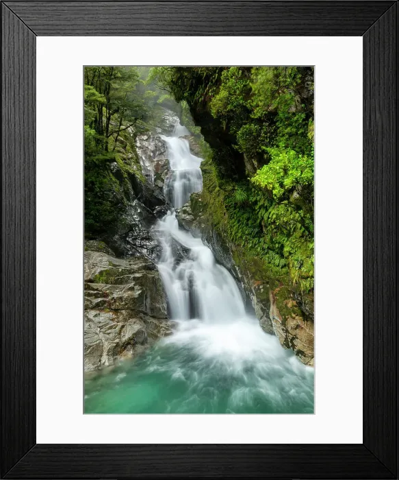 Framed Print : Christie Falls, Fiordland National Park, South Island, New Zealand Framed Print : Christie Falls, Fiordland National Park, South Island, New Zealand