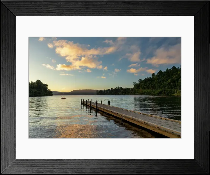 Framed Print : Kayakers at Sunset, Lake Mapourika, South Island, New Zealand Framed Print : Kayakers at Sunset, Lake Mapourika, South Island, New Zealand