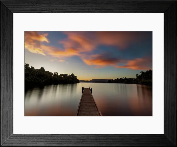 Framed Print : Jetty at Sunset, Lake Mapourika, South Island, New Zealand Framed Print : Jetty at Sunset, Lake Mapourika, South Island, New Zealand