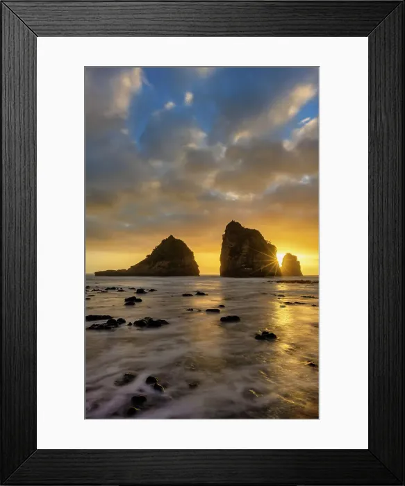 Framed Print : Motukiekie Beach at Sunset, near Greymouth, South Island, New Zealand