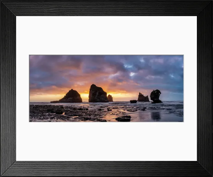 Framed Print : Motukiekie Beach at Sunset, near Greymouth, South Island, New Zealand