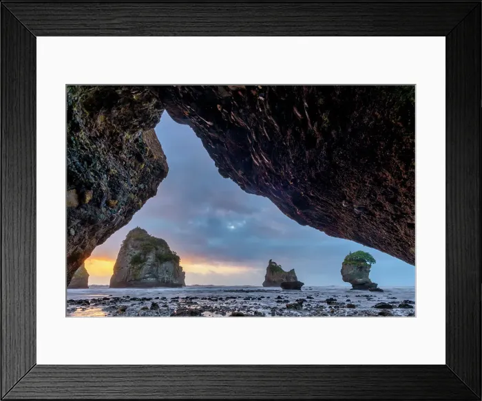 Framed Print : Motukiekie Beach at Sunset, near Greymouth, South Island, New Zealand