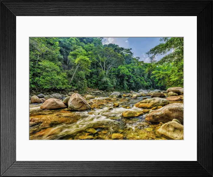 Framed Print : Huacamillo River in the foothills of the Andes Mountains near Tarapoto, Peru Framed Print : Huacamillo River in the foothills of the Andes Mountains near Tarapoto, Peru
