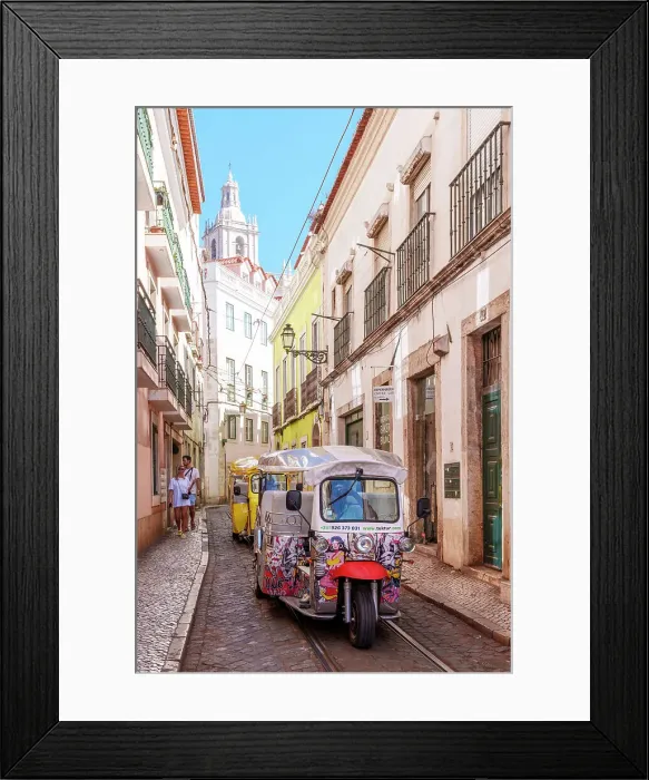 Framed Print : Tuk Tuk with Tourists Lisbon, Portugal Framed Print : Tuk Tuk with Tourists Lisbon, Portugal