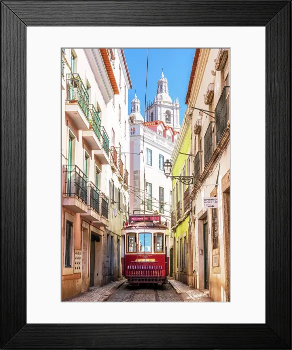 Framed Print : Historic red Tram in the Streets of Lisbon Lisbon, Portugal Framed Print : Historic red Tram in the Streets of Lisbon Lisbon, Portugal