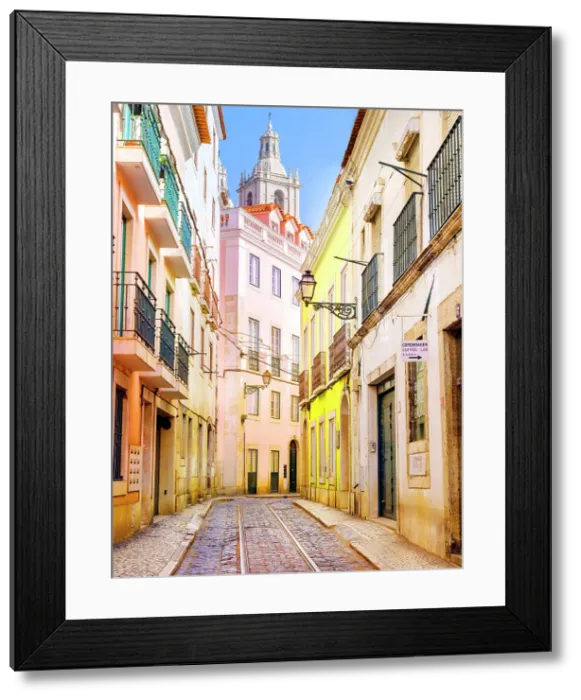 Framed Print : Históric Alfama District, Street Scene Lisbon, Portugal Framed Print : Históric Alfama District, Street Scene Lisbon, Portugal