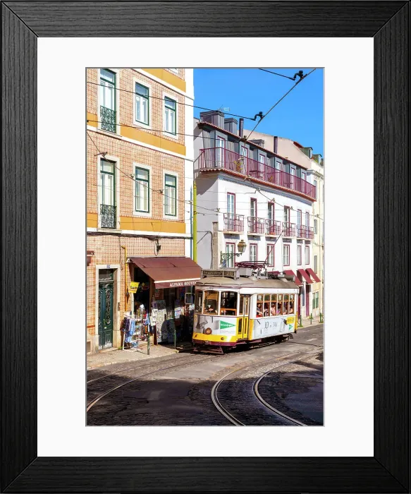 Framed Print : Yellow Tram 28 in the Streets of Lisbon Alfama District Lisbon, Portugal Framed Print : Yellow Tram 28 in the Streets of Lisbon Alfama District Lisbon, Portugal