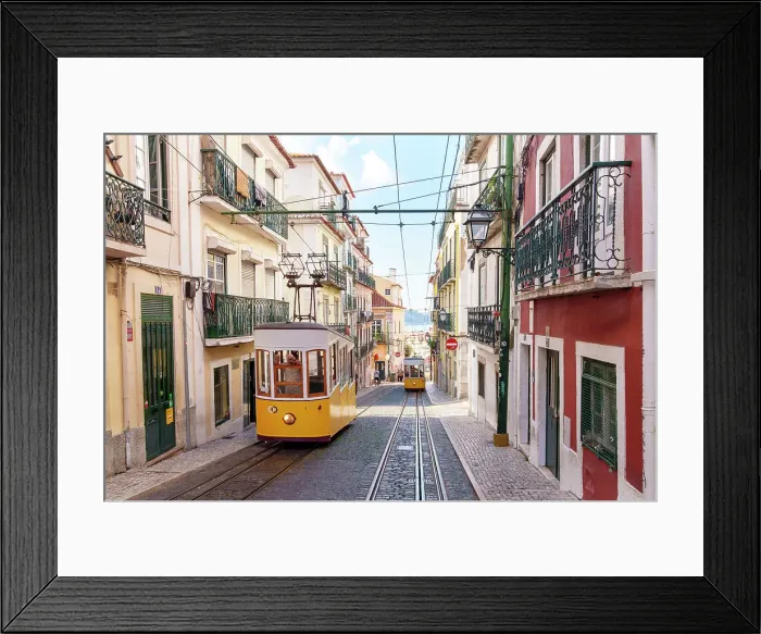 Framed Print : Bica Funicular, Elevador da Bica, cablecar historic Downtown Lisbon, Portugal Framed Print : Bica Funicular, Elevador da Bica, cablecar historic Downtown Lisbon, Portugal