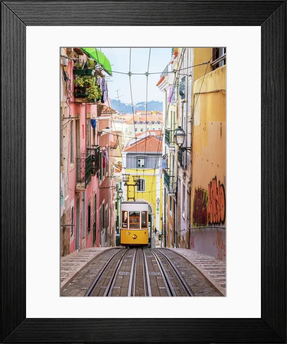 Framed Print : Bica Funicular, Elevador da Bica, cablecar historic Downtown Lisbon, Portugal Framed Print : Bica Funicular, Elevador da Bica, cablecar historic Downtown Lisbon, Portugal