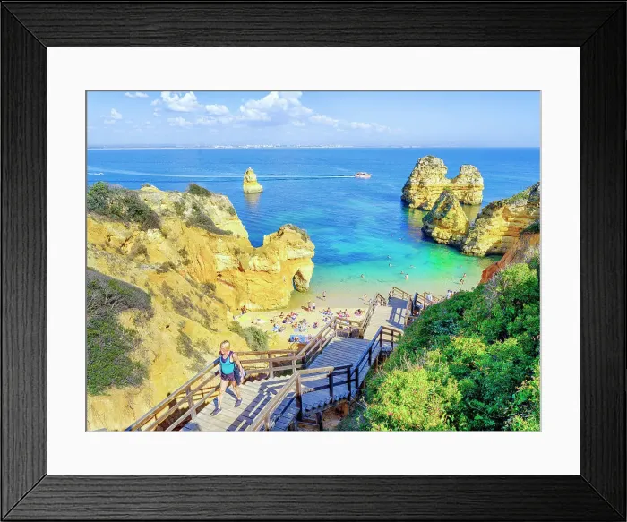 Framed Print : Camilo Beach Camilo Beach, Praia do Camilo, Natural Cliff Formation and Beach Cove Lagos, Algarve, Portugal