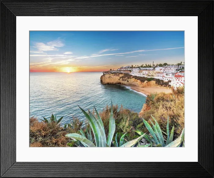 Framed Print : Carvoeiro Beach, Sunset Praia Carvoeiro Carvoeiro, Algarve, Portugal