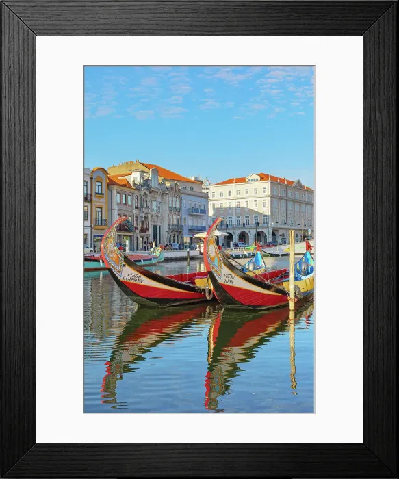 Framed Print : Traditional Moliceiro boats on Aveiro main water canal, Aveiro, Portugal Framed Print : Traditional Moliceiro boats on Aveiro main water canal, Aveiro, Portugal