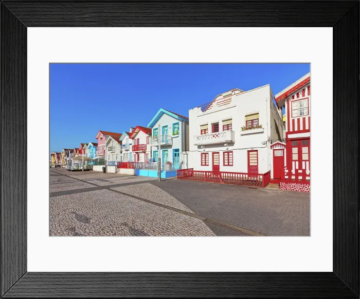 Framed Print : Brightly painted beach homes, Costa Nova do Prado, Aveiro, Portugal Framed Print : Brightly painted beach homes, Costa Nova do Prado, Aveiro, Portugal