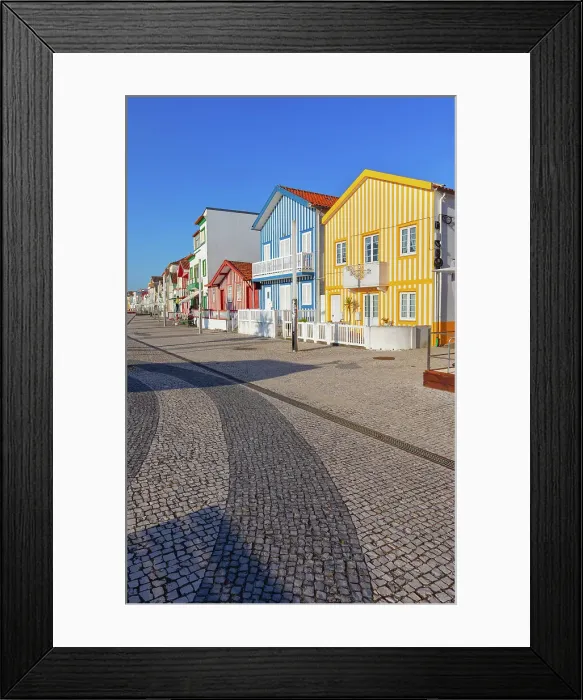Framed Print : Traditional wooden striped houses, Costa Nova do Prado, Aveiro, Portugal Framed Print : Traditional wooden striped houses, Costa Nova do Prado, Aveiro, Portugal