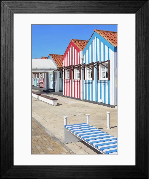 Framed Print : Brightly painted beach homes, Costa Nova do Prado, Aveiro, Portugal Framed Print : Brightly painted beach homes, Costa Nova do Prado, Aveiro, Portugal