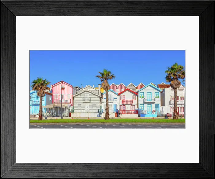 Framed Print : Brightly painted beach homes, Costa Nova do Prado, Aveiro, Portugal Framed Print : Brightly painted beach homes, Costa Nova do Prado, Aveiro, Portugal