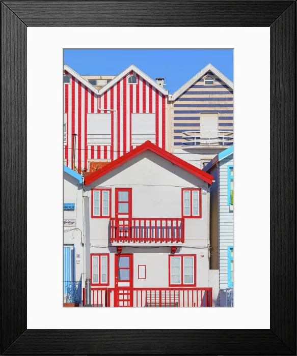 Framed Print : Brightly painted beach homes, Costa Nova do Prado, Aveiro, Portugal Framed Print : Brightly painted beach homes, Costa Nova do Prado, Aveiro, Portugal