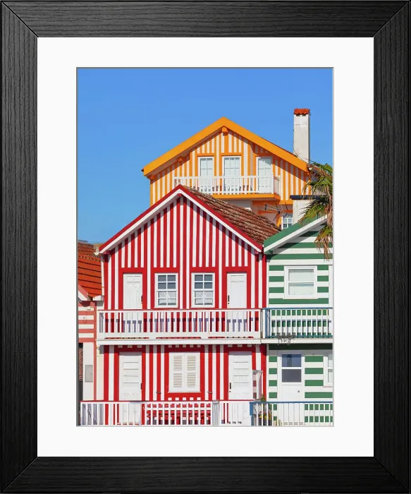 Framed Print : Brightly painted beach homes, Costa Nova do Prado, Aveiro, Portugal Framed Print : Brightly painted beach homes, Costa Nova do Prado, Aveiro, Portugal