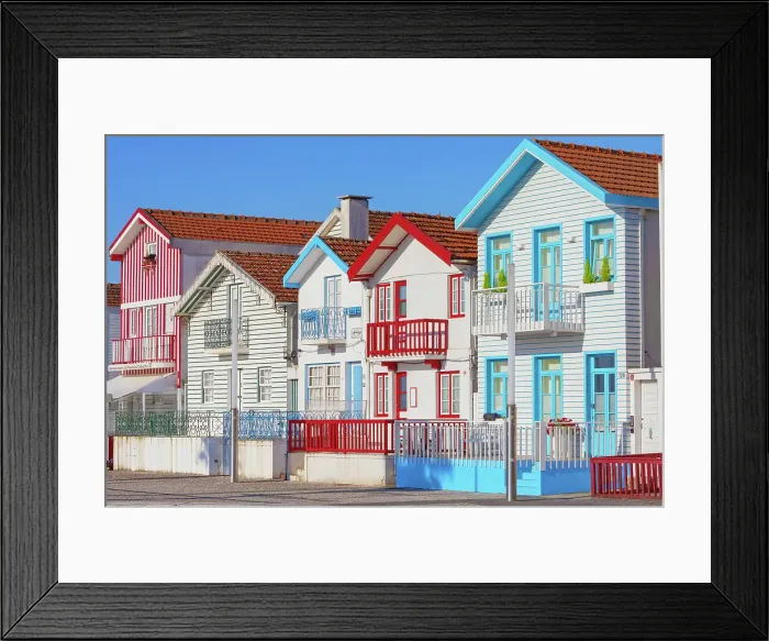 Framed Print : Brightly painted beach homes, Costa Nova do Prado, Aveiro, Portugal Framed Print : Brightly painted beach homes, Costa Nova do Prado, Aveiro, Portugal