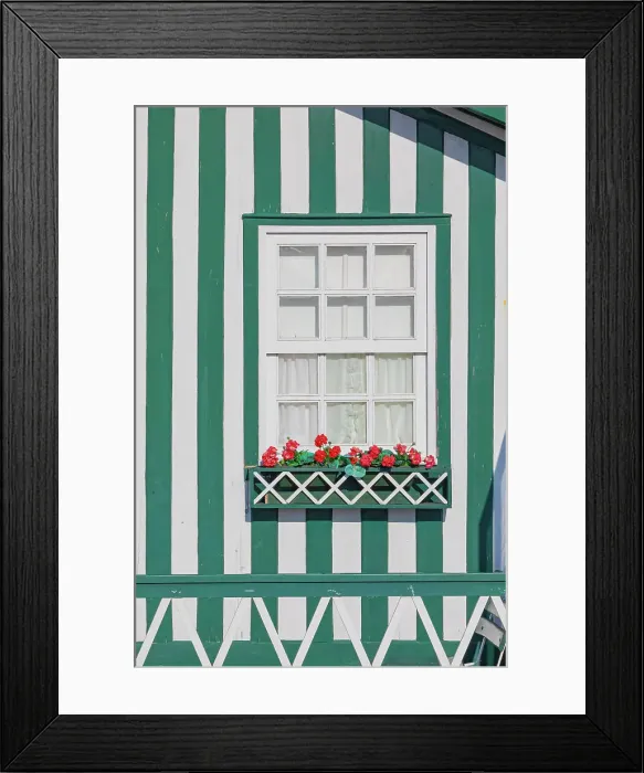 Framed Print : Brightly painted beach home facade, Costa Nova do Prado, Aveiro, Portugal Framed Print : Brightly painted beach home facade, Costa Nova do Prado, Aveiro, Portugal