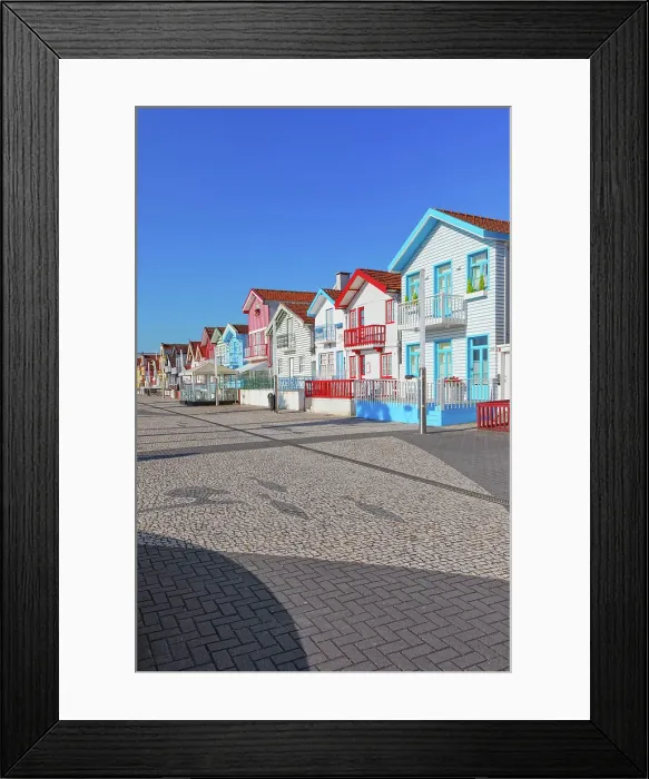 Framed Print : Brightly painted beach homes, Costa Nova do Prado, Aveiro, Portugal Framed Print : Brightly painted beach homes, Costa Nova do Prado, Aveiro, Portugal