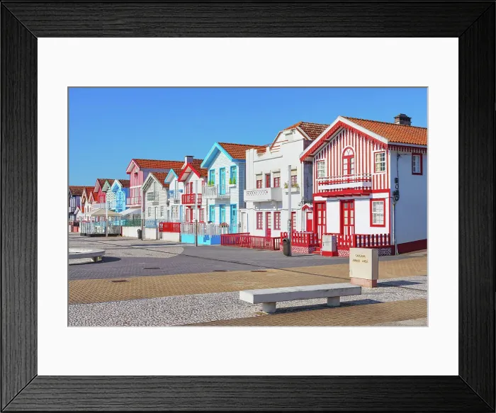 Framed Print : Traditional wooden striped houses, Costa Nova do Prado, Aveiro, Portugal Framed Print : Traditional wooden striped houses, Costa Nova do Prado, Aveiro, Portugal