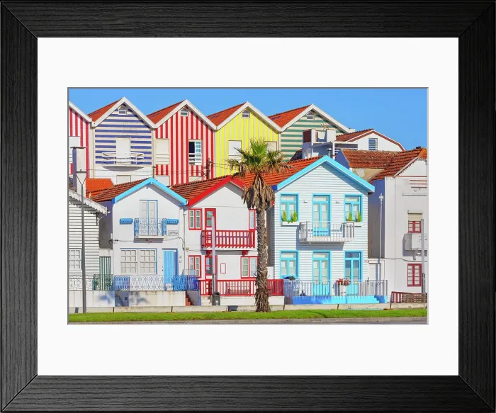 Framed Print : Traditional wooden striped houses, Costa Nova do Prado, Aveiro, Portugal Framed Print : Traditional wooden striped houses, Costa Nova do Prado, Aveiro, Portugal