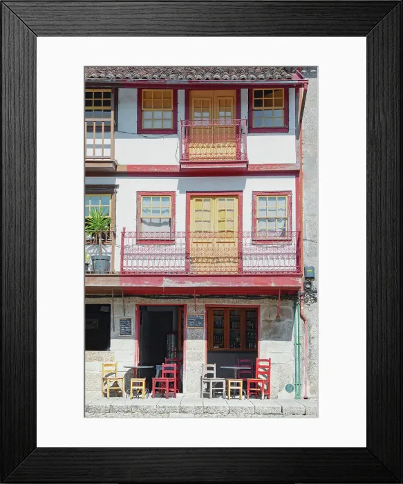 Framed Print : Traditional building facade, Praca de Santiago, Guimaraes, Minho Region, Portugal Framed Print : Traditional building facade, Praca de Santiago, Guimaraes, Minho Region, Portugal