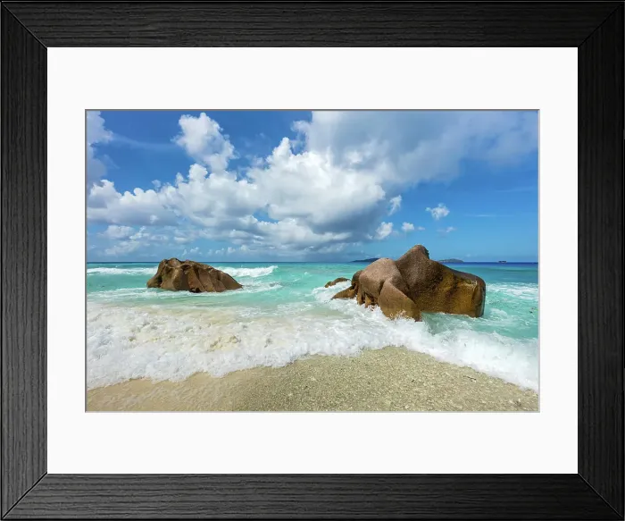 Framed Print : Seychelles, La Digue, Anse Gaulettes beach, Indian Ocean Framed Print : Seychelles, La Digue, Anse Gaulettes beach, Indian Ocean