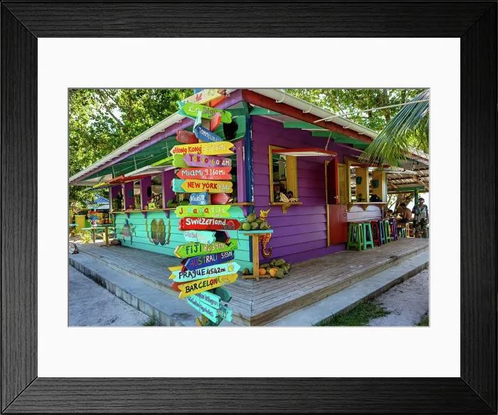 Framed Print : Seychelles, La Digue, La Passe village, Beach bar Framed Print : Seychelles, La Digue, La Passe village, Beach bar