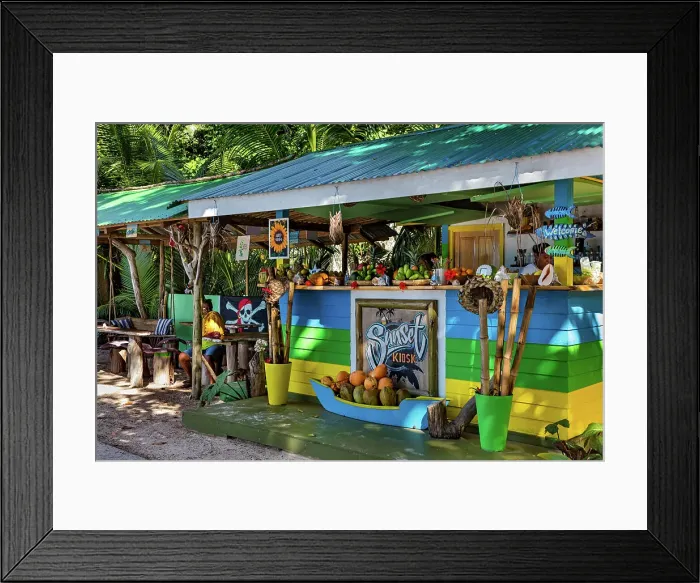 Framed Print : Seychelles, La Digue, La Passe village, Beach bar Framed Print : Seychelles, La Digue, La Passe village, Beach bar