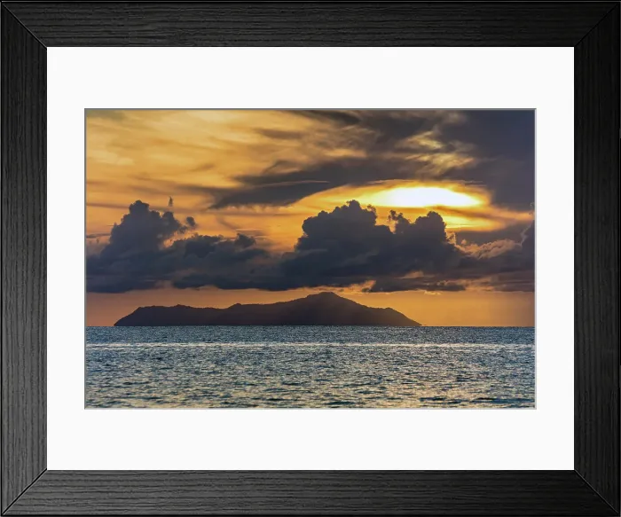 Framed Print : Seychelles, Praslin, View of Silhouette, Indian Ocean, sunset Framed Print : Seychelles, Praslin, View of Silhouette, Indian Ocean, sunset