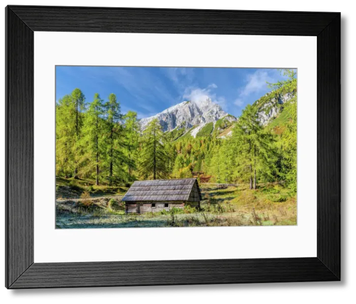 Framed Print : Wooden Barn & Mountain, Triglav Naitonal Park, Slovenia Framed Print : Wooden Barn & Mountain, Triglav Naitonal Park, Slovenia