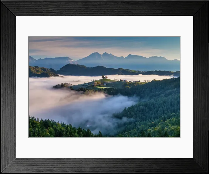 Framed Print : Morning Mist Around Church of St. Thomas, Skofja Loka, Slovenia, Europe Framed Print : Morning Mist Around Church of St. Thomas, Skofja Loka, Slovenia, Europe