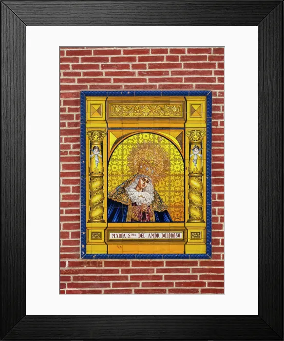 Framed Print : Religious icon tile work of the Virgin Mary, Malaga, Andalusia, Spain Framed Print : Religious icon tile work of the Virgin Mary, Malaga, Andalusia, Spain