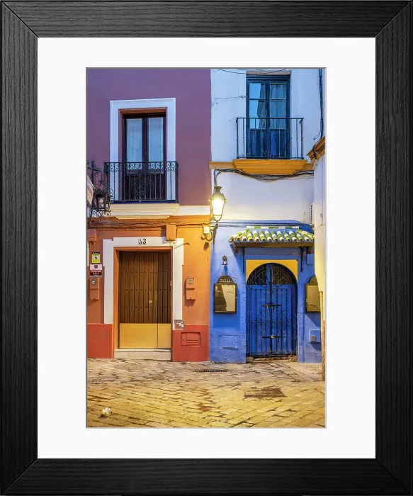 Framed Print : Picturesque street corner in Santa Cruz district, Seville, Andalusia, Spain