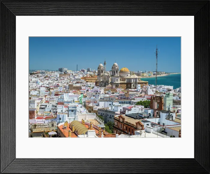 Framed Print : Old town skyline with Cathedral, Cadiz, Andalusia, Spain Framed Print : Old town skyline with Cathedral, Cadiz, Andalusia, Spain