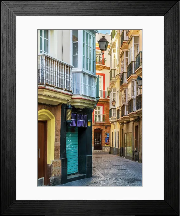 Framed Print : Picturesque view of a street in the old town, Cadiz, Andalusia, Spain