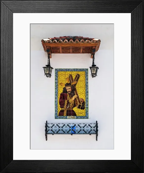 Framed Print : Wall tiled altarpiece of Jesus Christ carrying a crucifix, El Puerto de Santa Maria, Andalusia, Spa Framed Print : Wall tiled altarpiece of Jesus Christ carrying a crucifix, El Puerto de Santa Maria, Andalusia, Spa