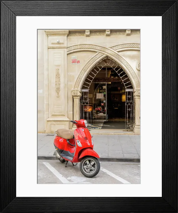 Framed Print : Red Vespa in Valencia, Spain Framed Print : Red Vespa in Valencia, Spain