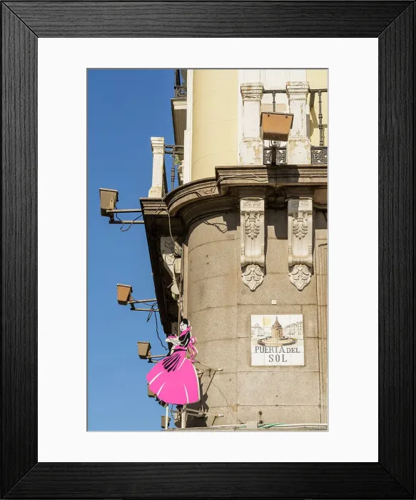 Framed Print : Street sign for Puerta del Sol, Madrid, Spain